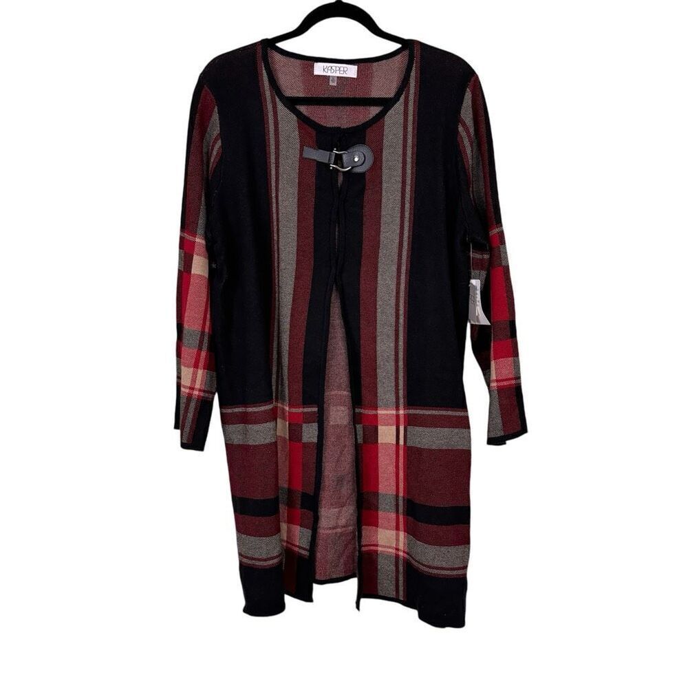 Kasper Plaid Flyaway Jacket Fire Red Combo - Size XL